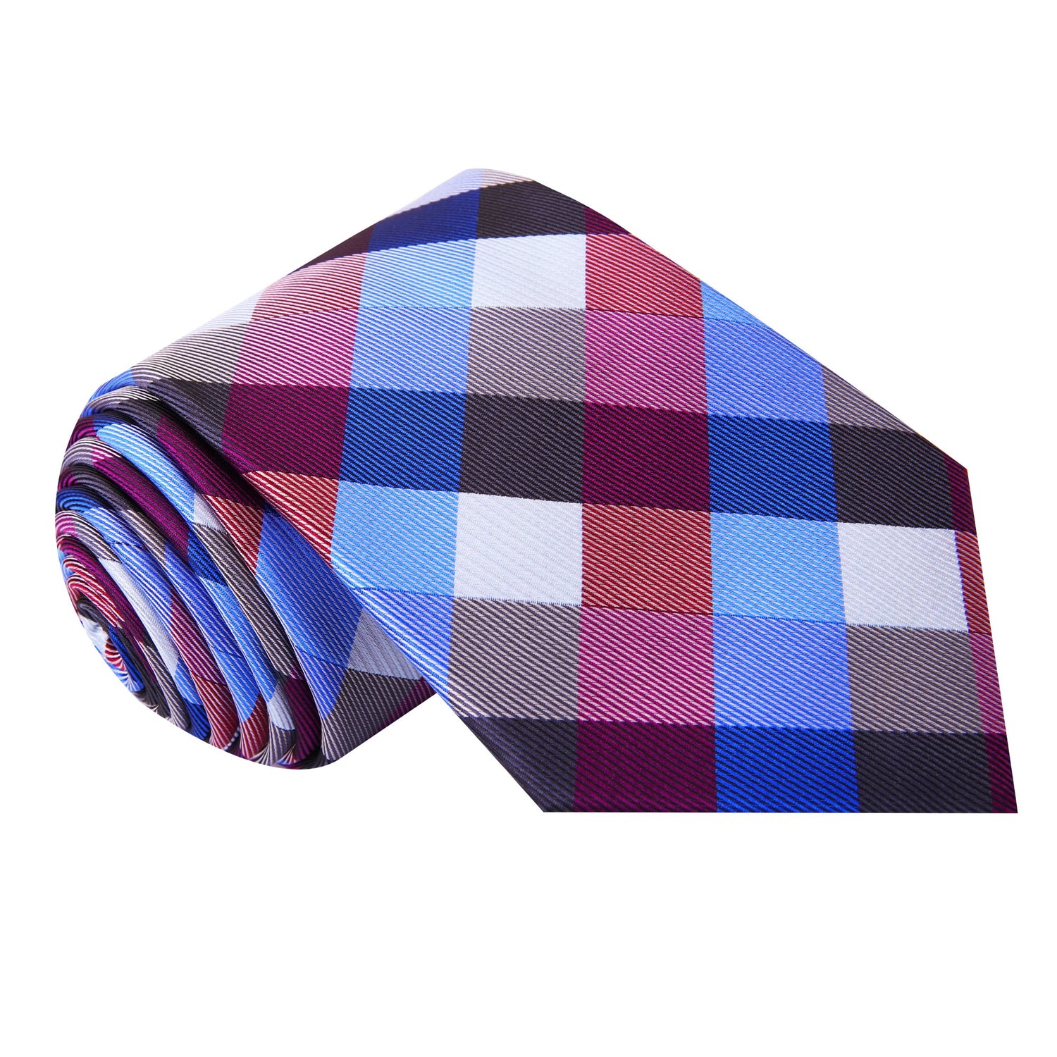 Purple and Blue Plaid Tie View 23