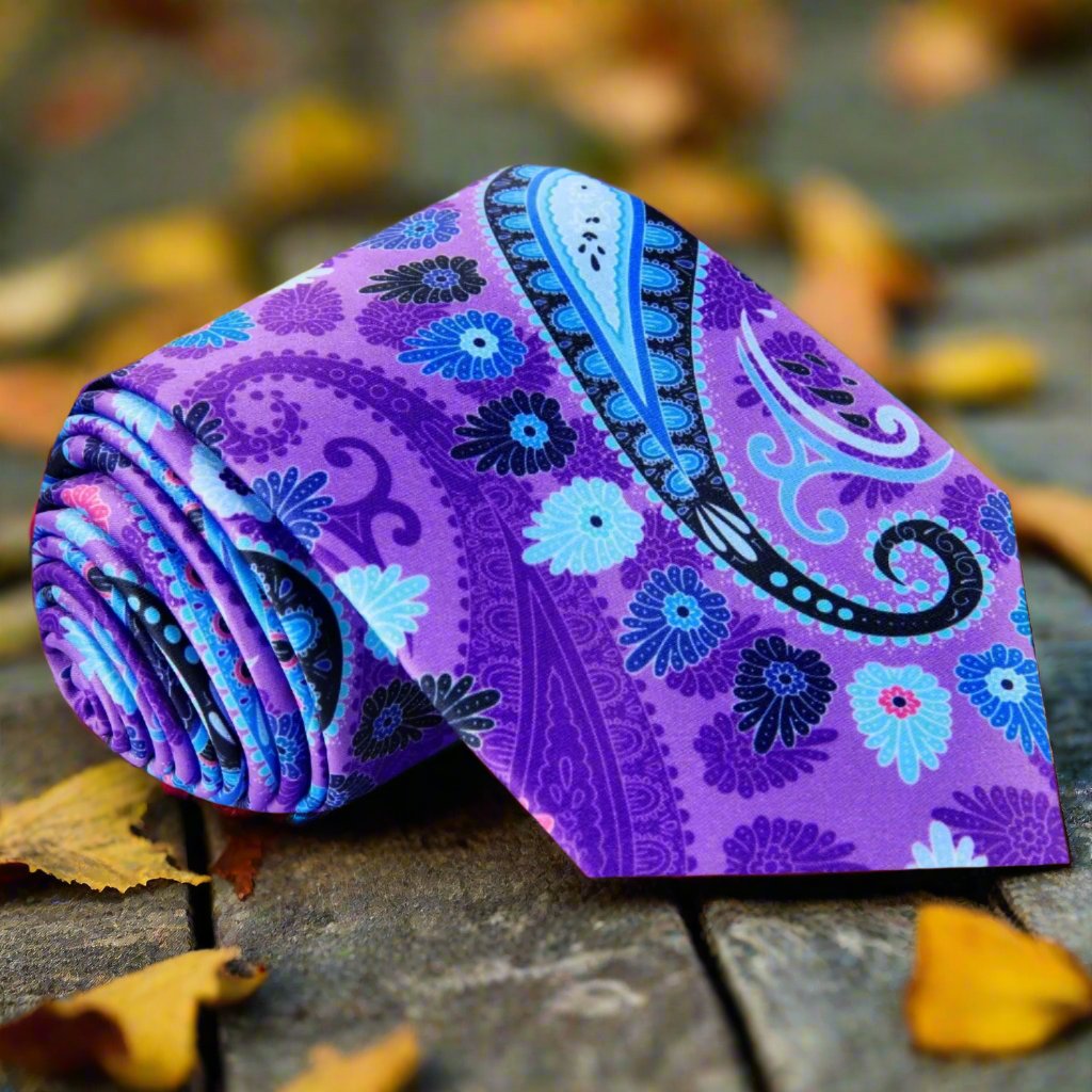 Purple, Blue Paisley Tie