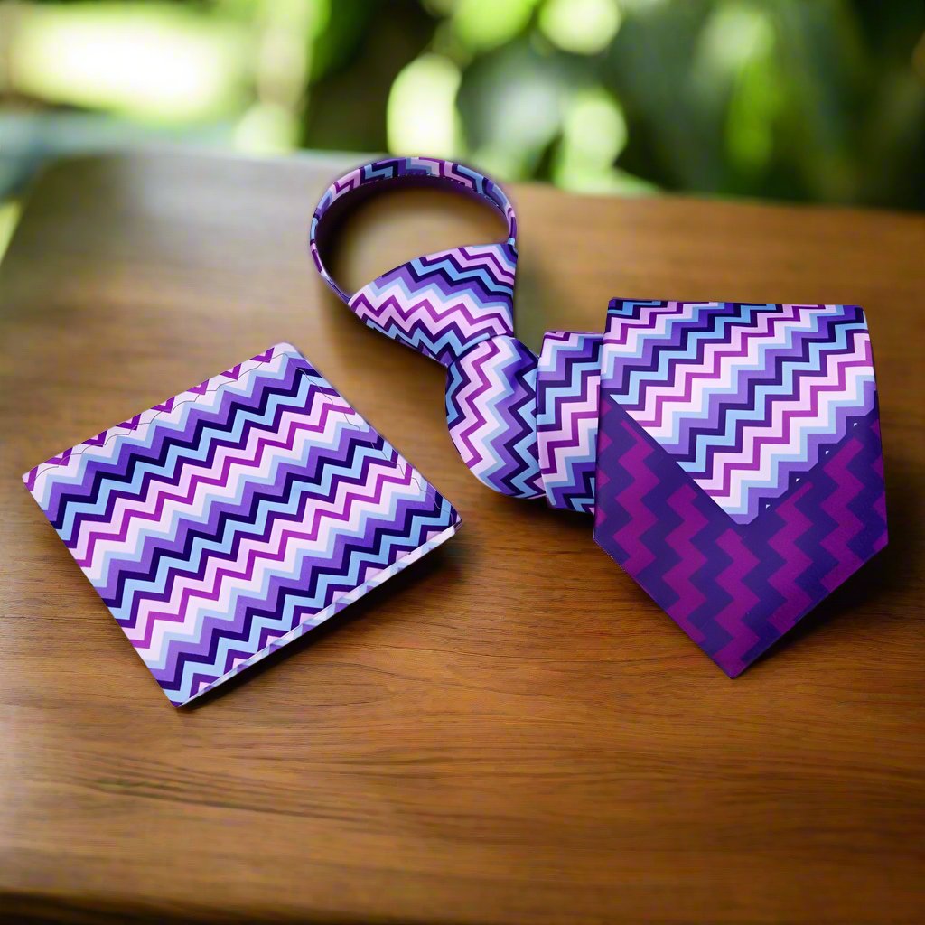 PurpleBluePinkThrive Tie and Square Zipper