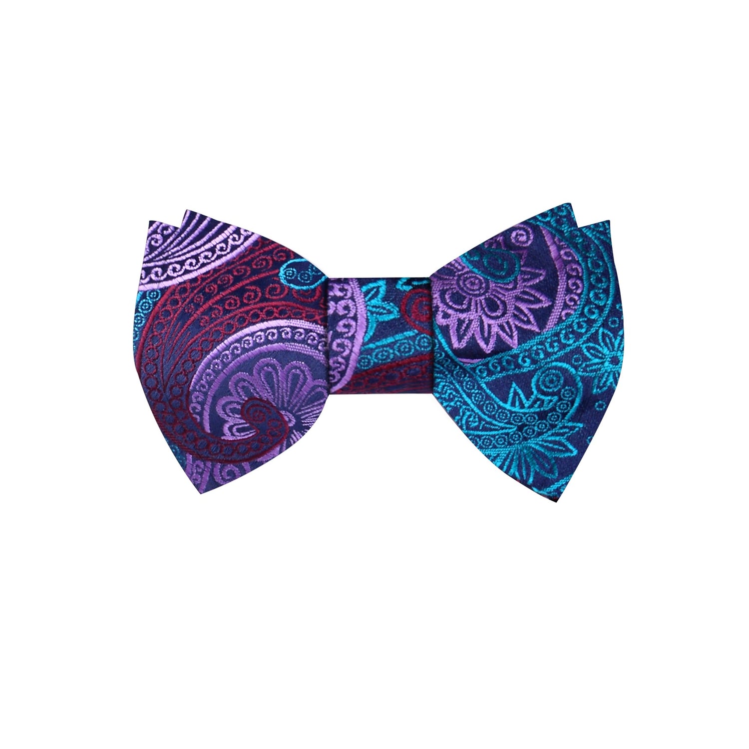 Teal Blue Paisley Bow Tie 