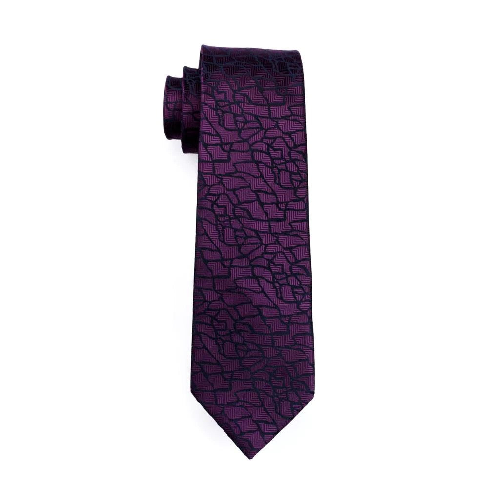 A Purple, Black Abstract Cement Pattern Silk Necktie 