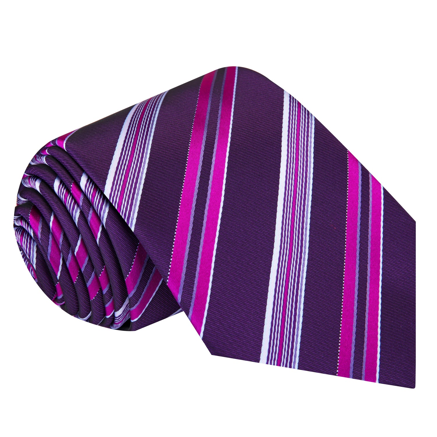 A Purple, Dark Purple Stripe Pattern Silk Necktie 