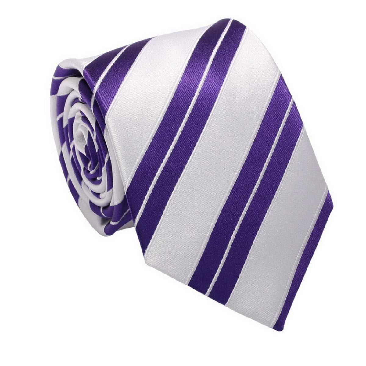 White, Purple Dapper Stripe Tie