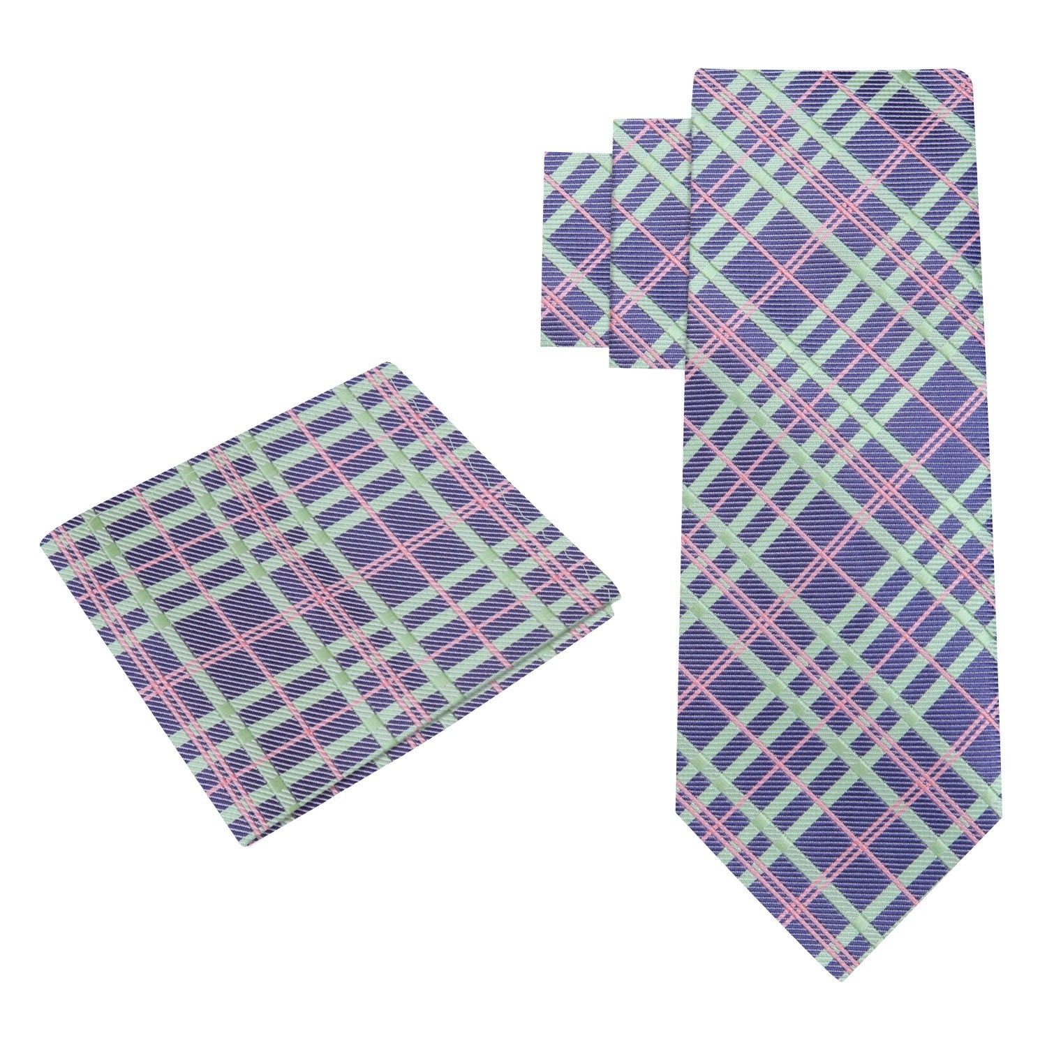 Alt View: Purple and Green Vendetta Plaid Tie and Pocket Square