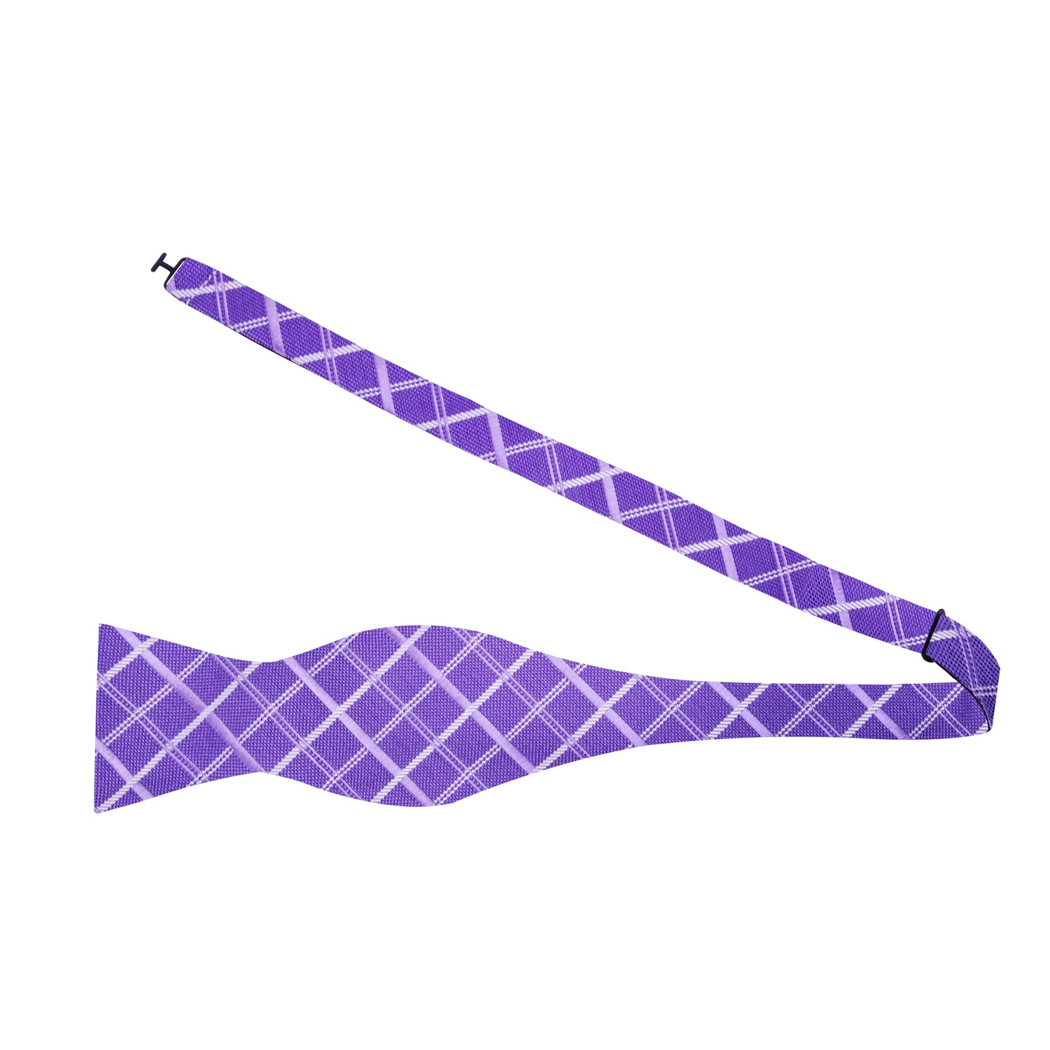 Untied view: A Purple Geometric Diamonds Pattern Silk Self Tie Bow Tie