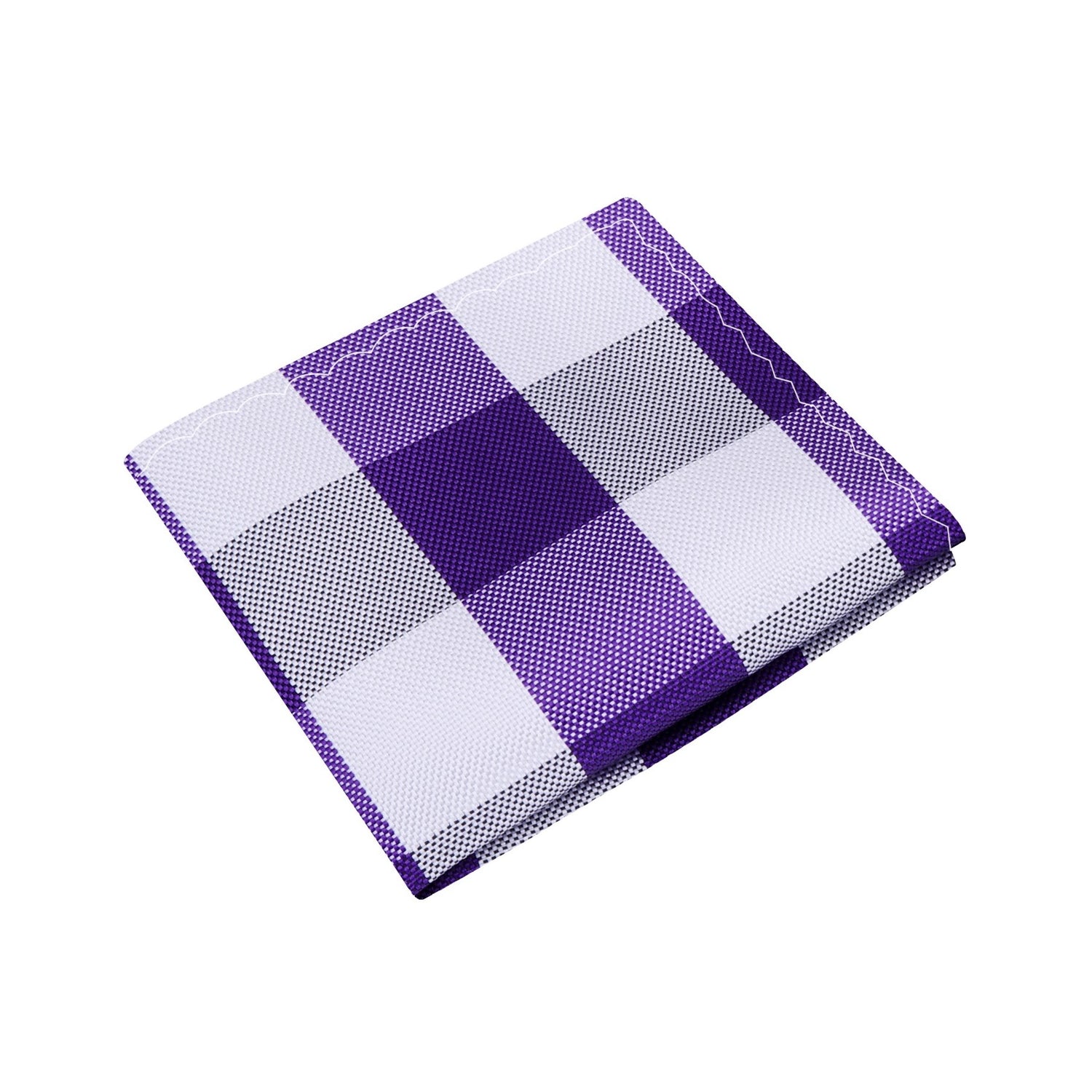 Purple, Light Grey Check Pocket Square