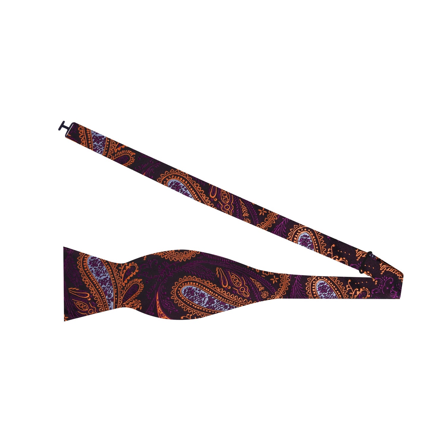 Self Tie: Purple and Orange Paisley Bow Tie 