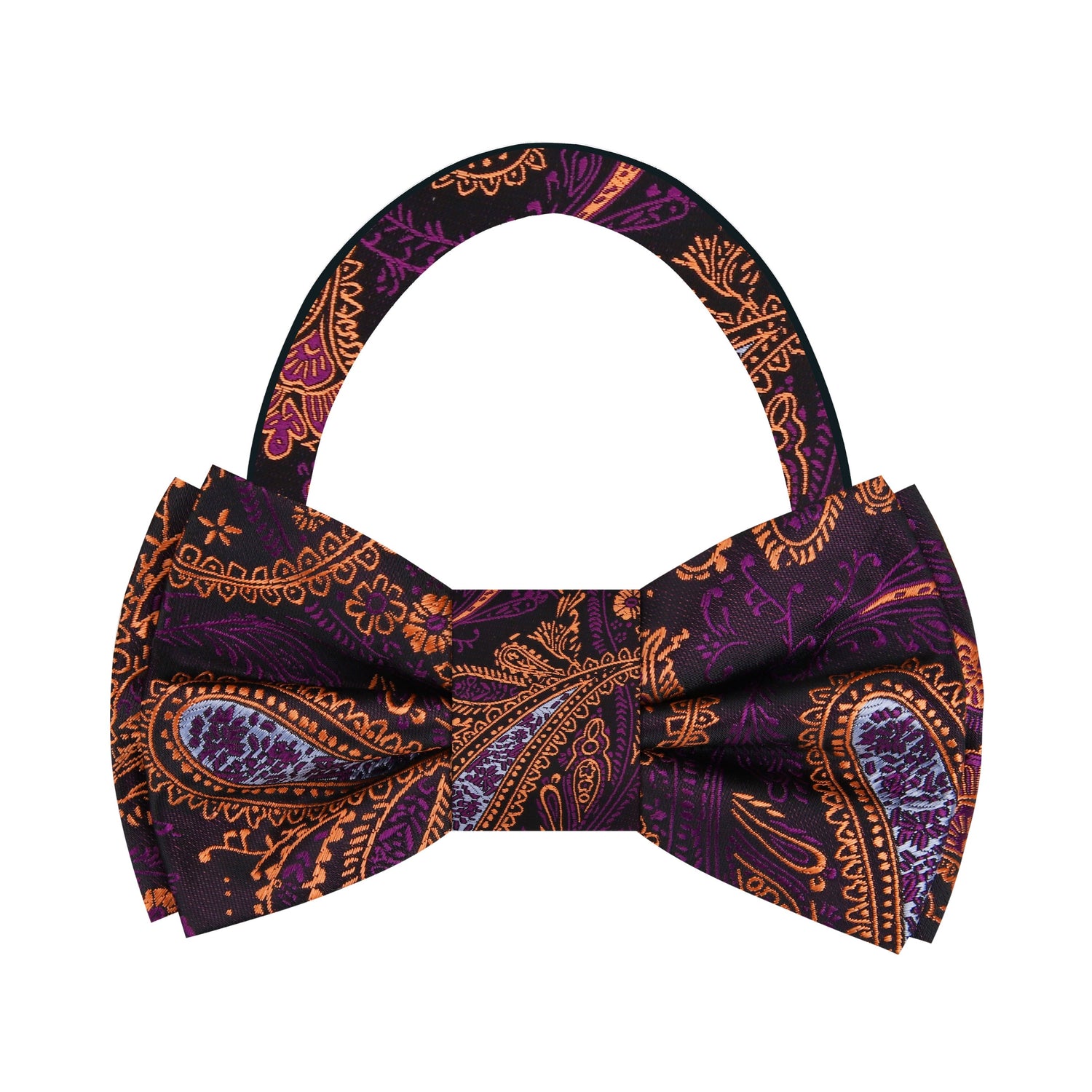 Purple and Orange Paisley Bow Tie  Pre Tied