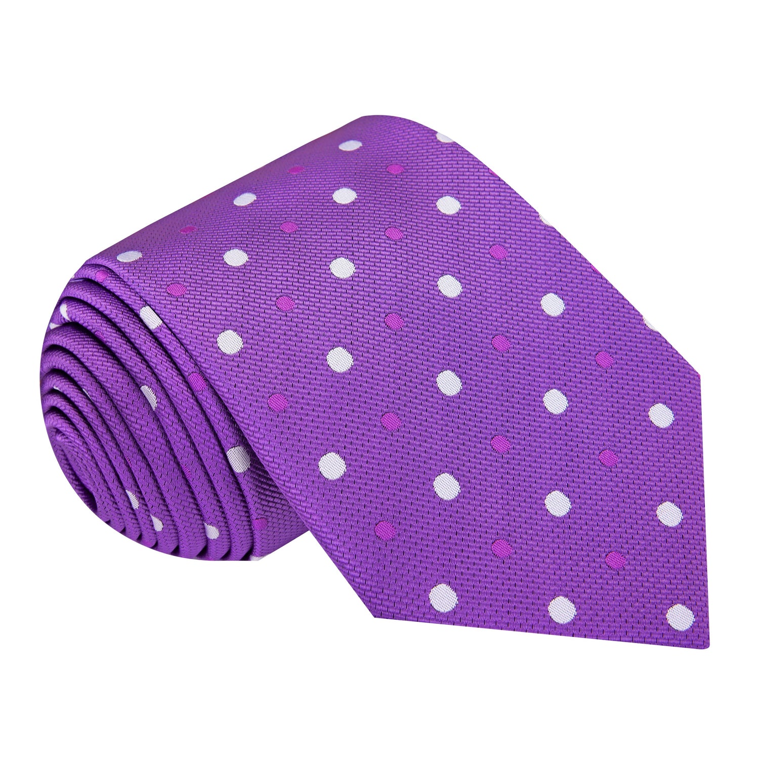 A Purple, White Polka Dot Pattern Necktie