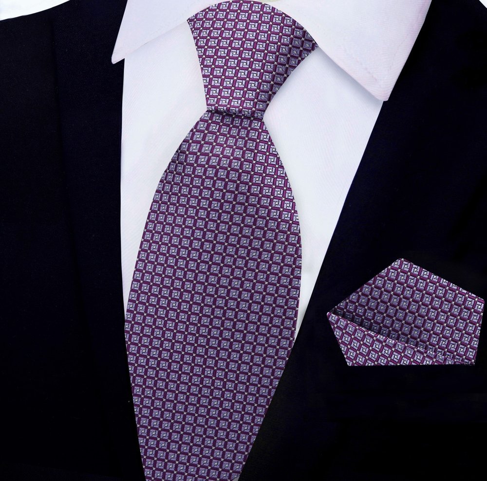 Purple Geometric Tie and Square||Purple