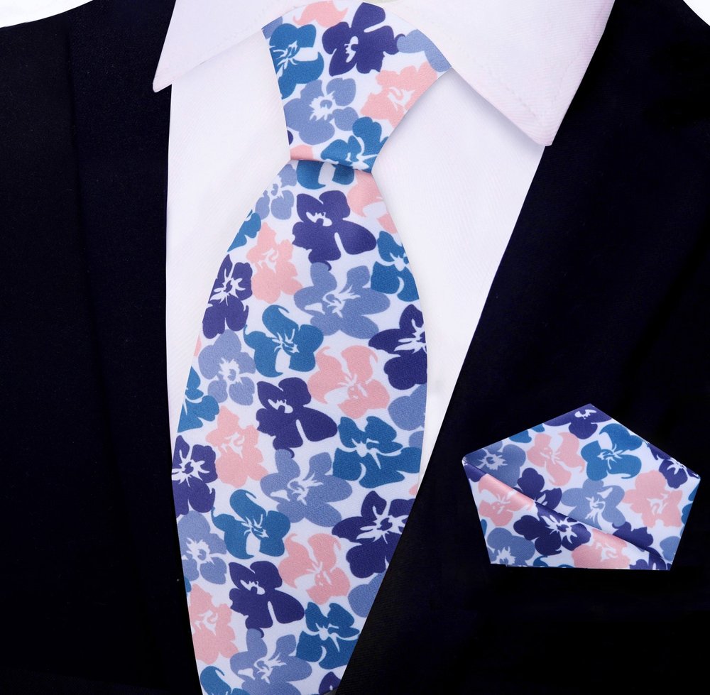 Light Plum Hibiscus Flowers Tie and Square||Light Plum