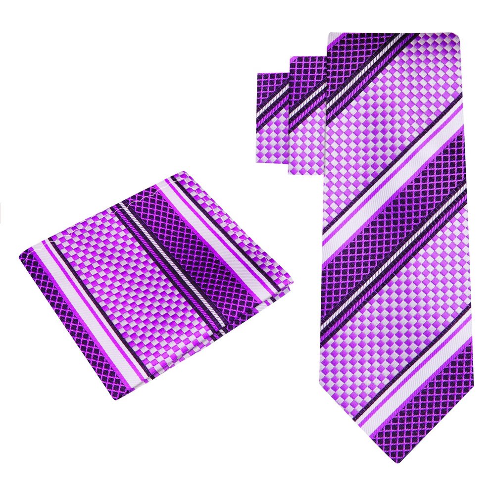 Alt view: Purple Check tie and Pocket Square