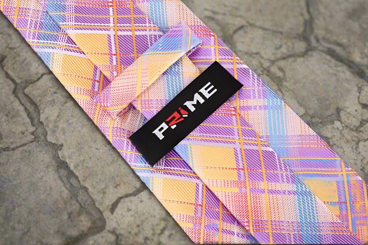 Orange, Purple, Blue Plaid Tie keep