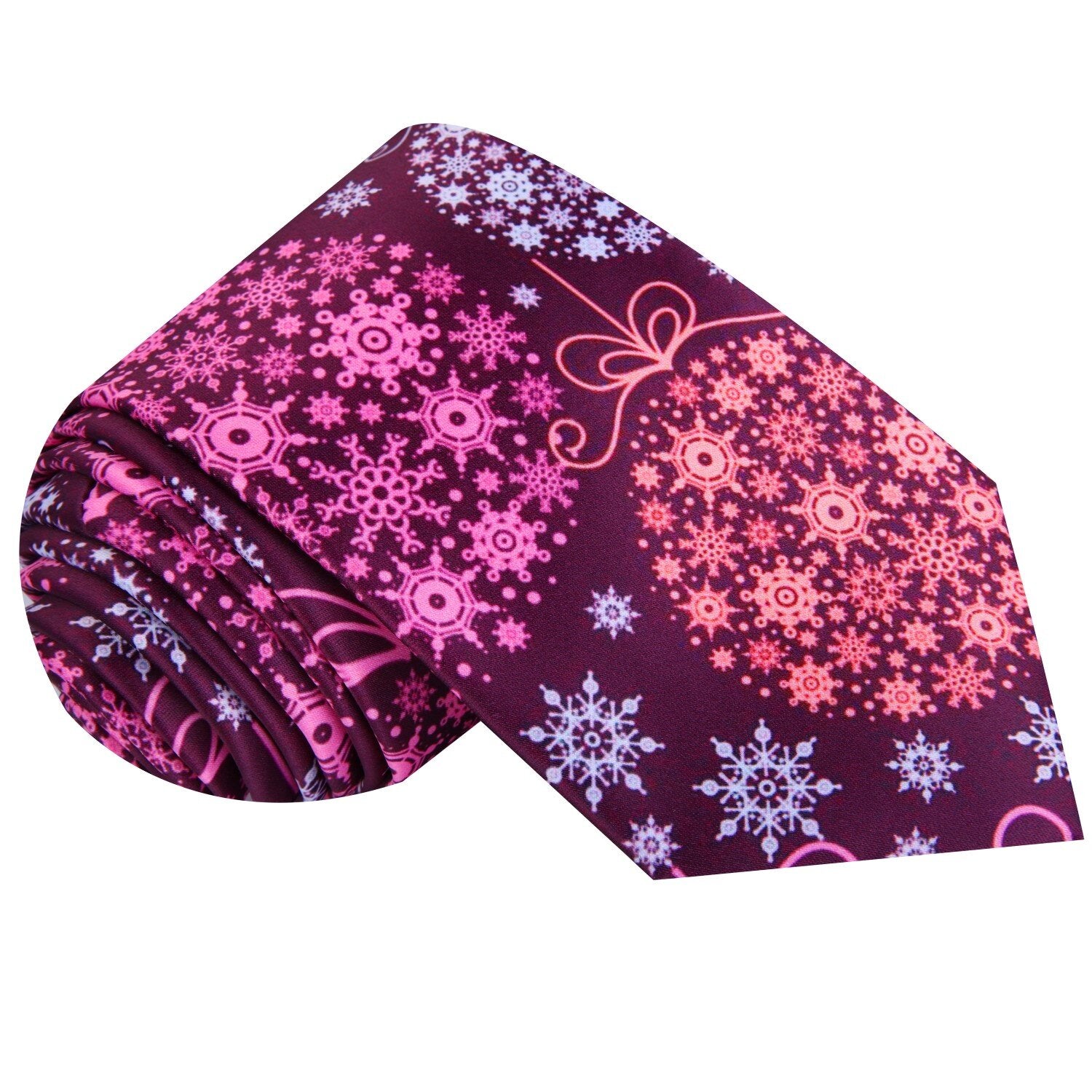 Plum, Pink, Red, White Christmas Ornaments Tie  