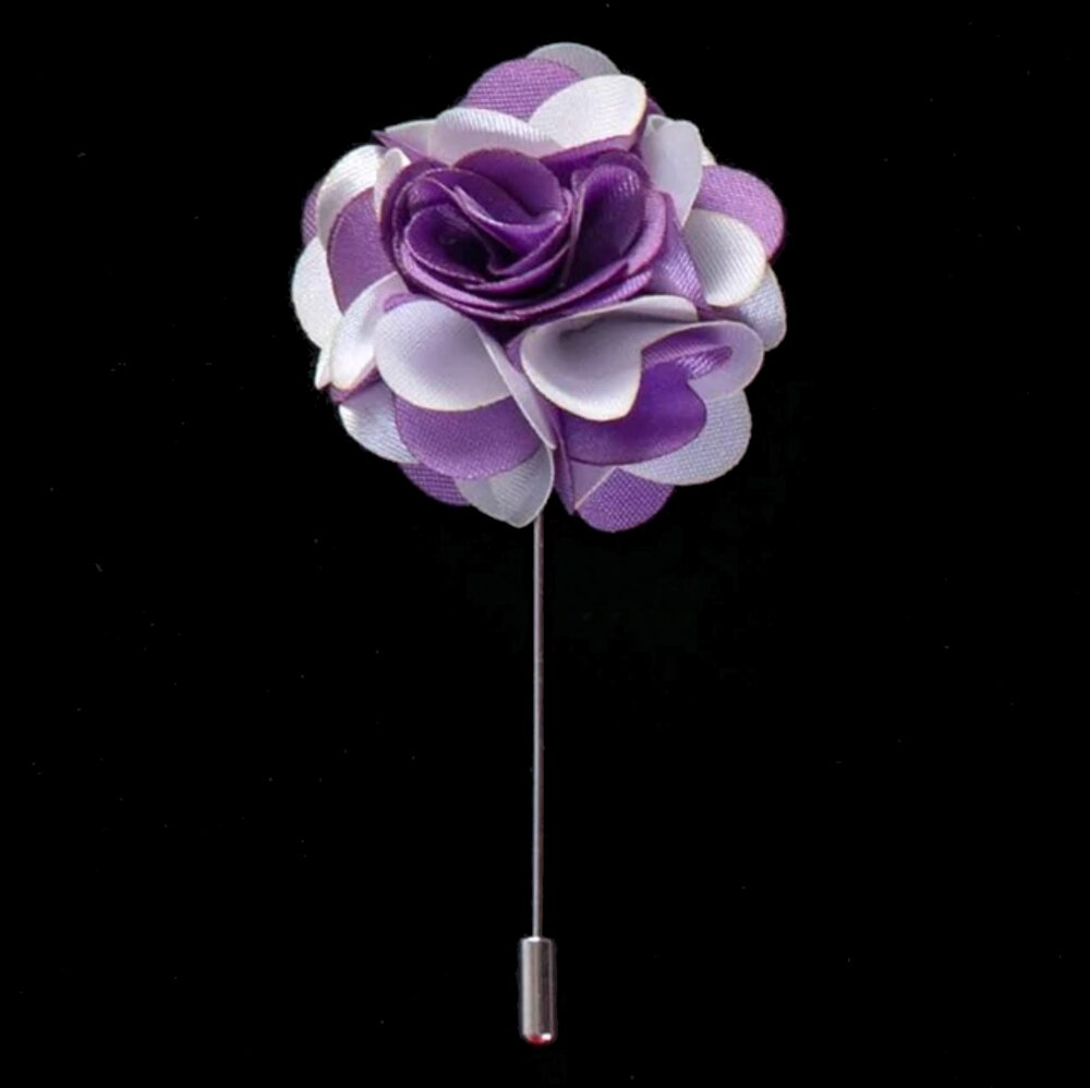 Purple White Flower Lapel Pin||Purple, White