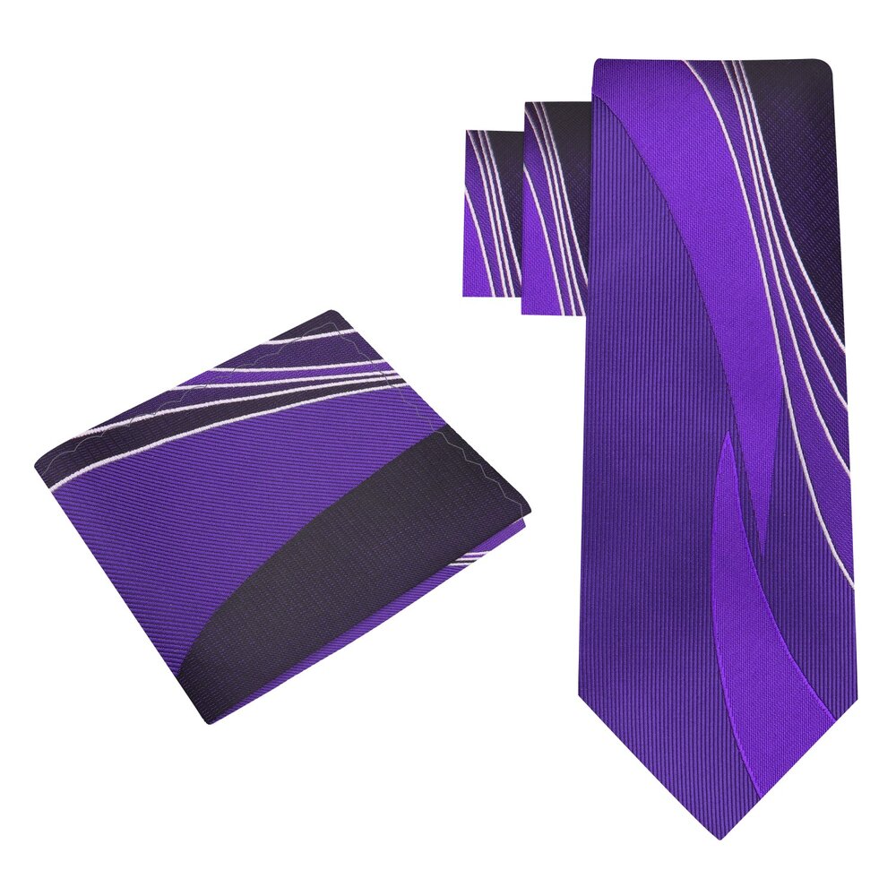 View 2: Purple Abstract Tie and Pocket Square