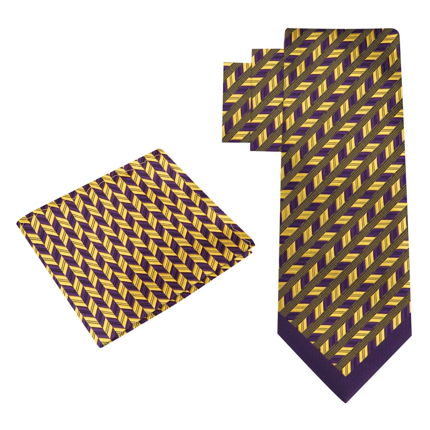 Alt View: Purple Gold Geometric Tie and Pocket Square