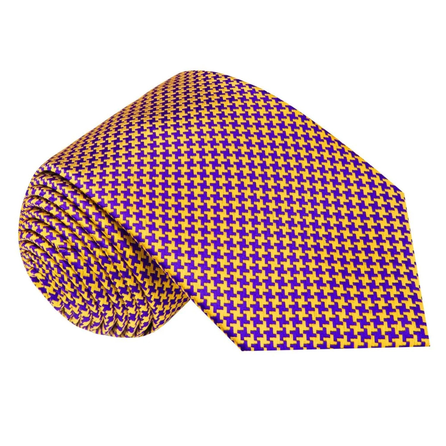 Gold and Purple Hounds-tooth Tie  