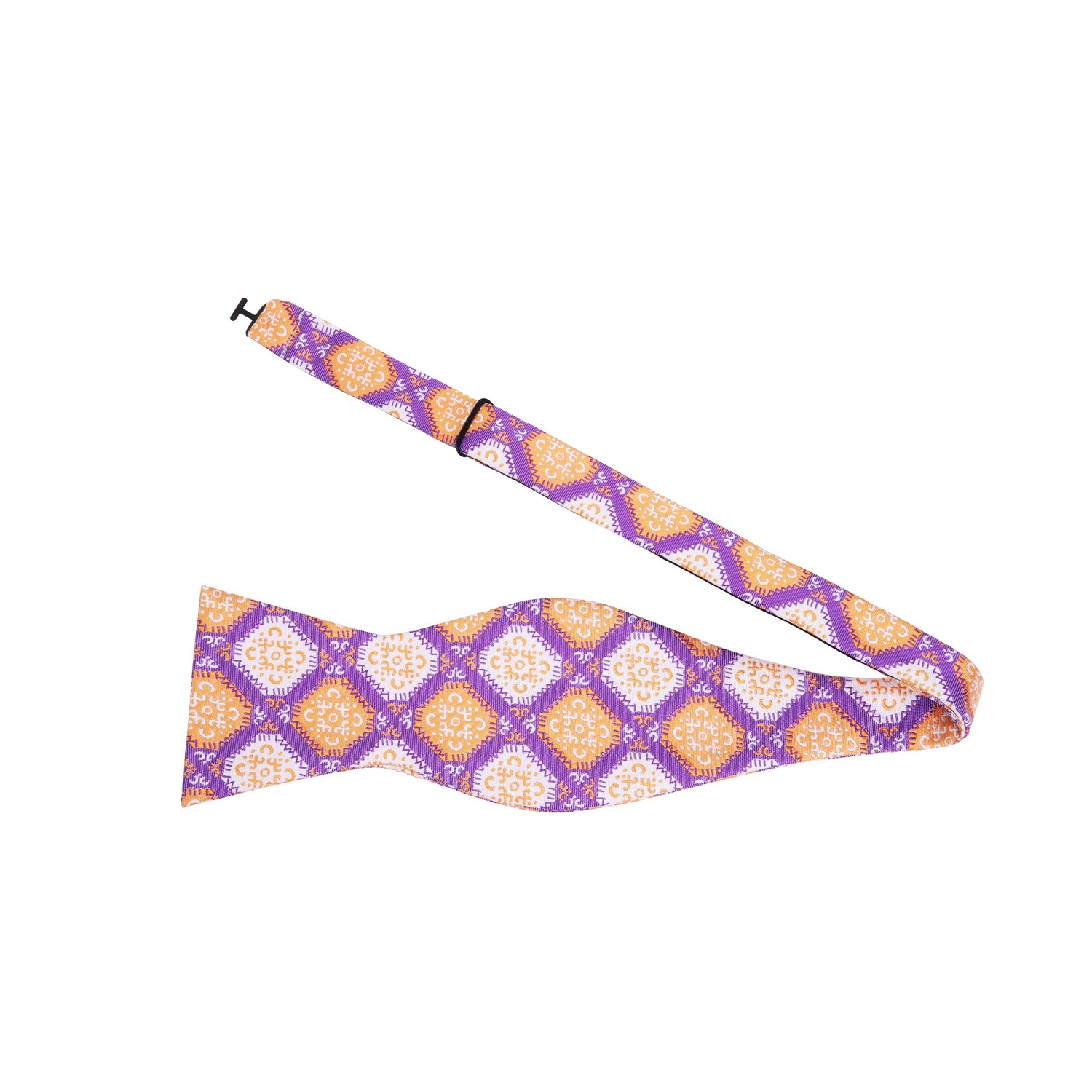 Purple and Orange Geometric Bow Tie Untied