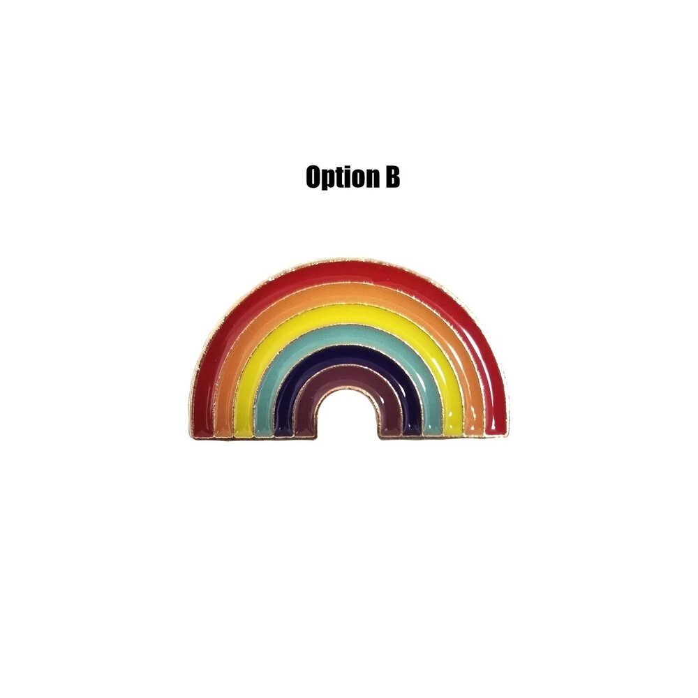 A thin stripe rainbow shaped lapel pin||B