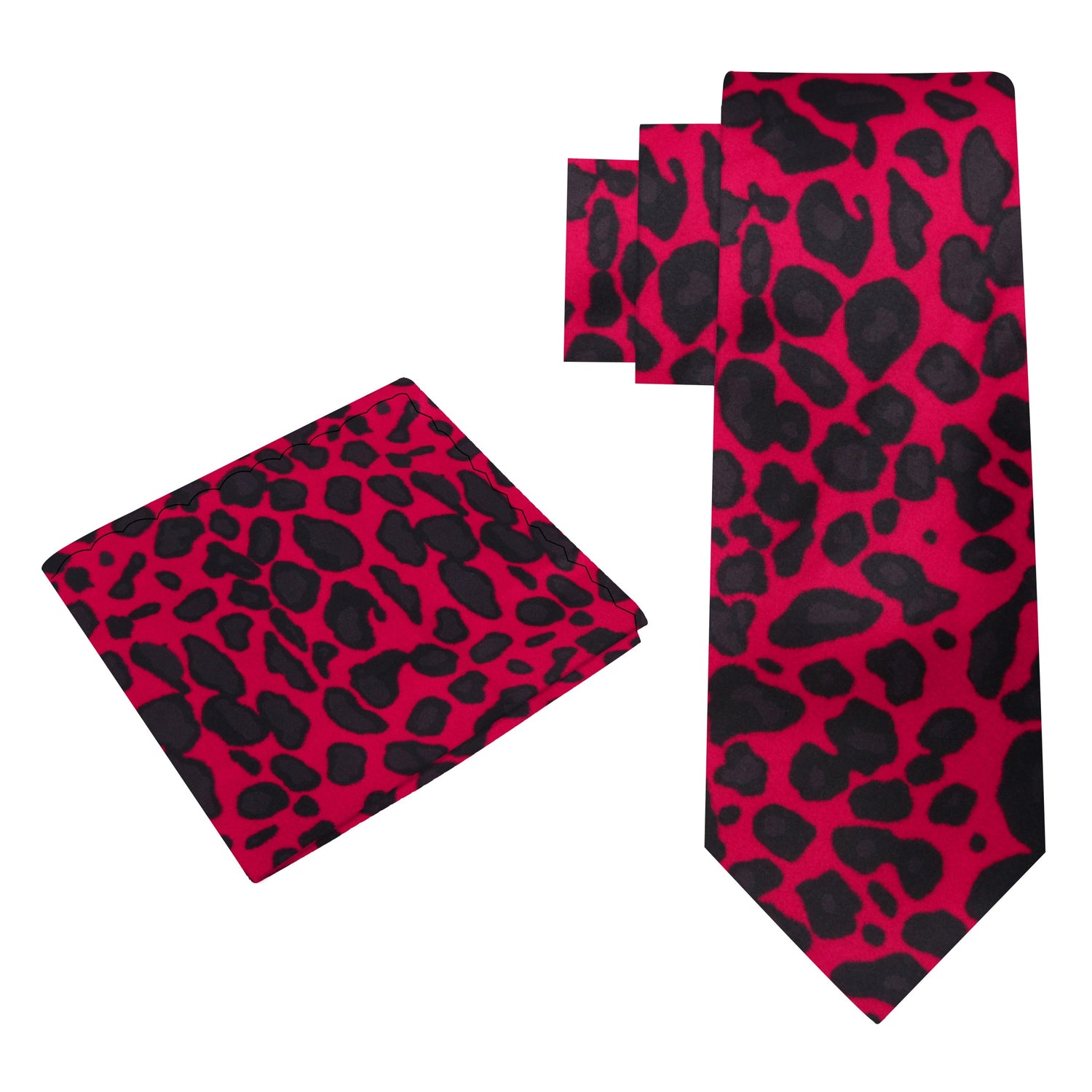 Alt View: Red Black Cheetah Tie and Square