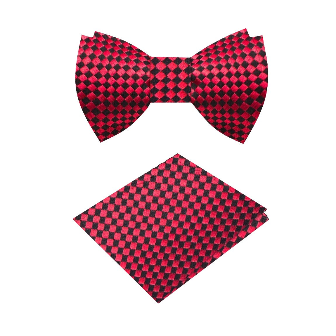 Red, Black Diamonds Bow Tie and Pocket Square