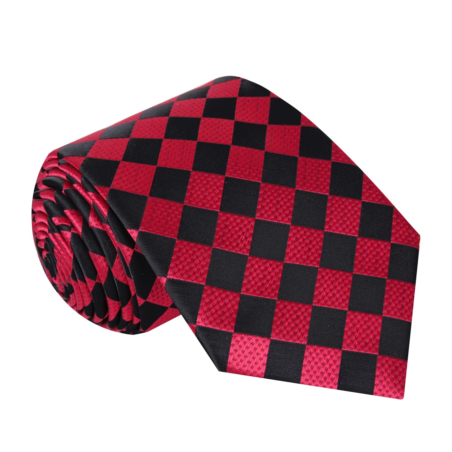 Red, black geometric tie 