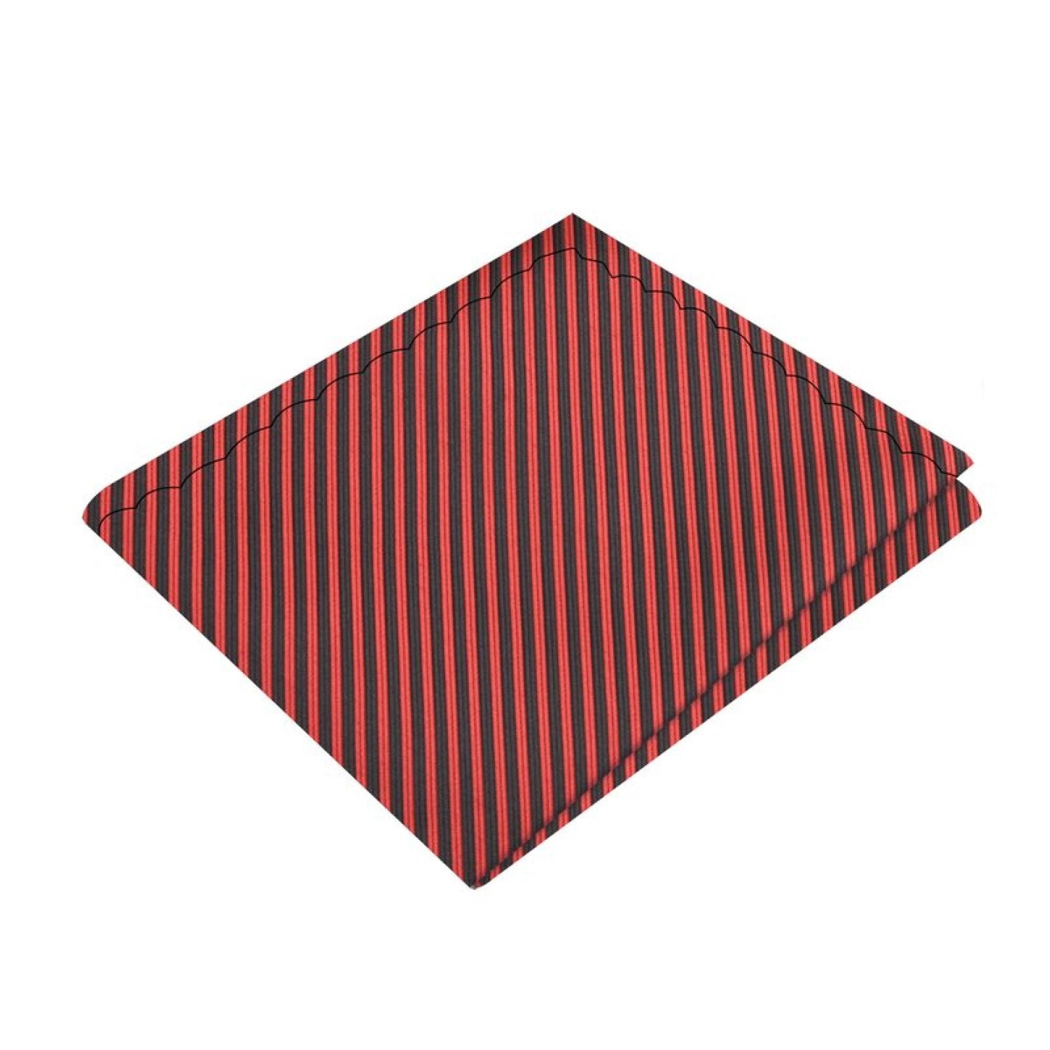 Main View: A Red and Black Stripe Pocket Square