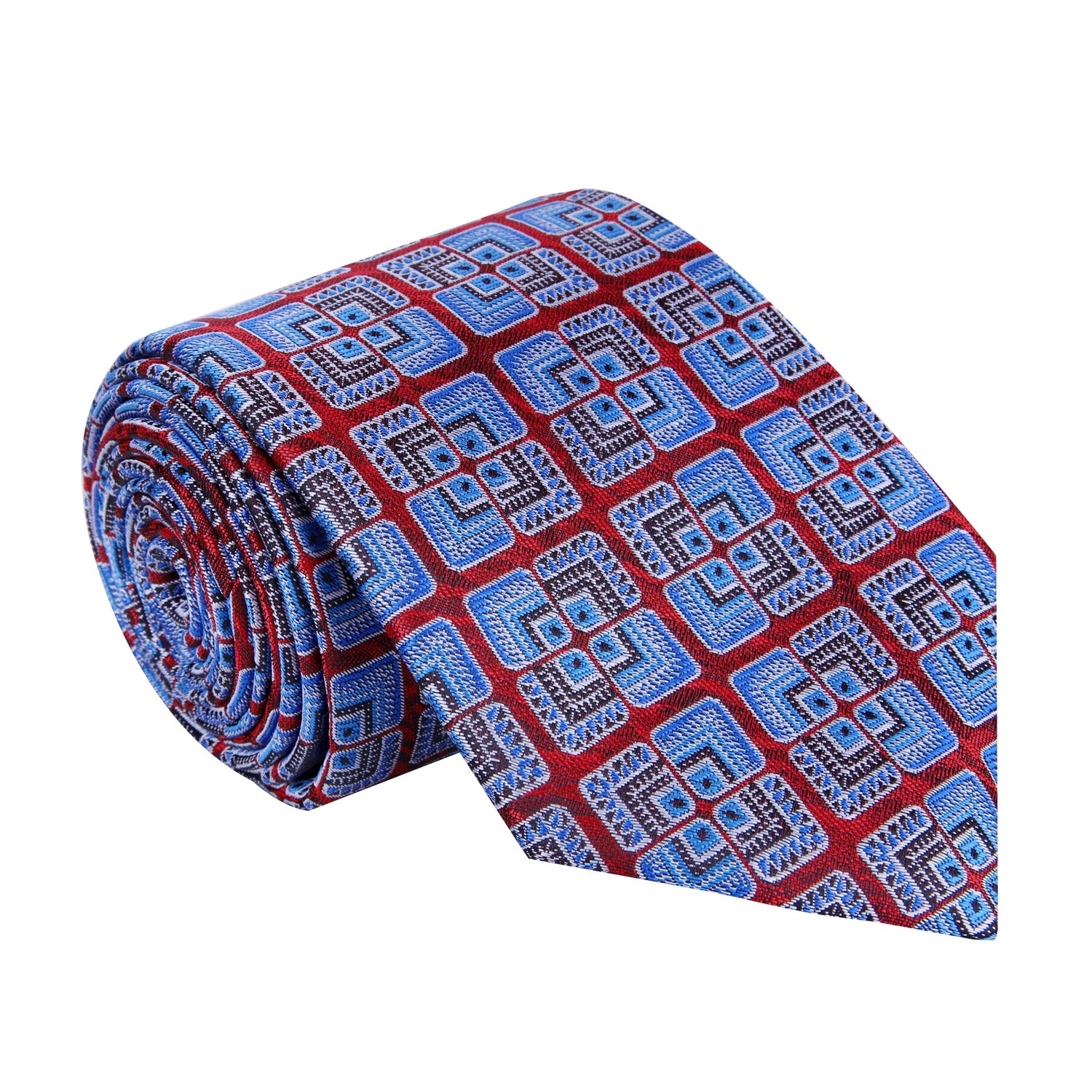 Red and Blue Geometric Abstract Tie  