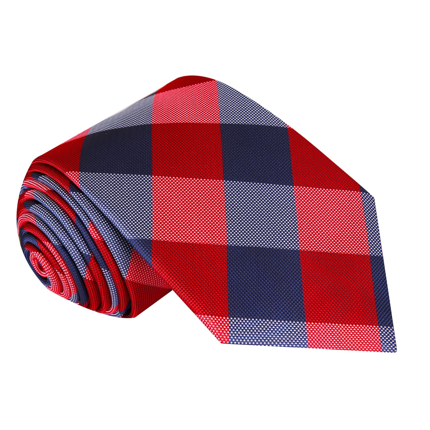 A Red, Blue Plaid Pattern Silk Necktie