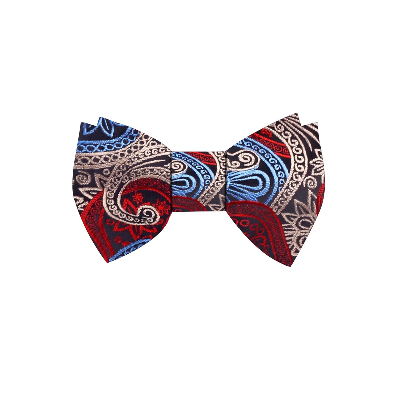 Blue, Red, White Paisley Bow Tie 