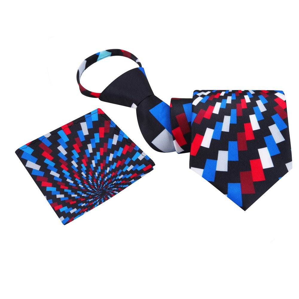 Blue, Red and Black Abstract Tie 2