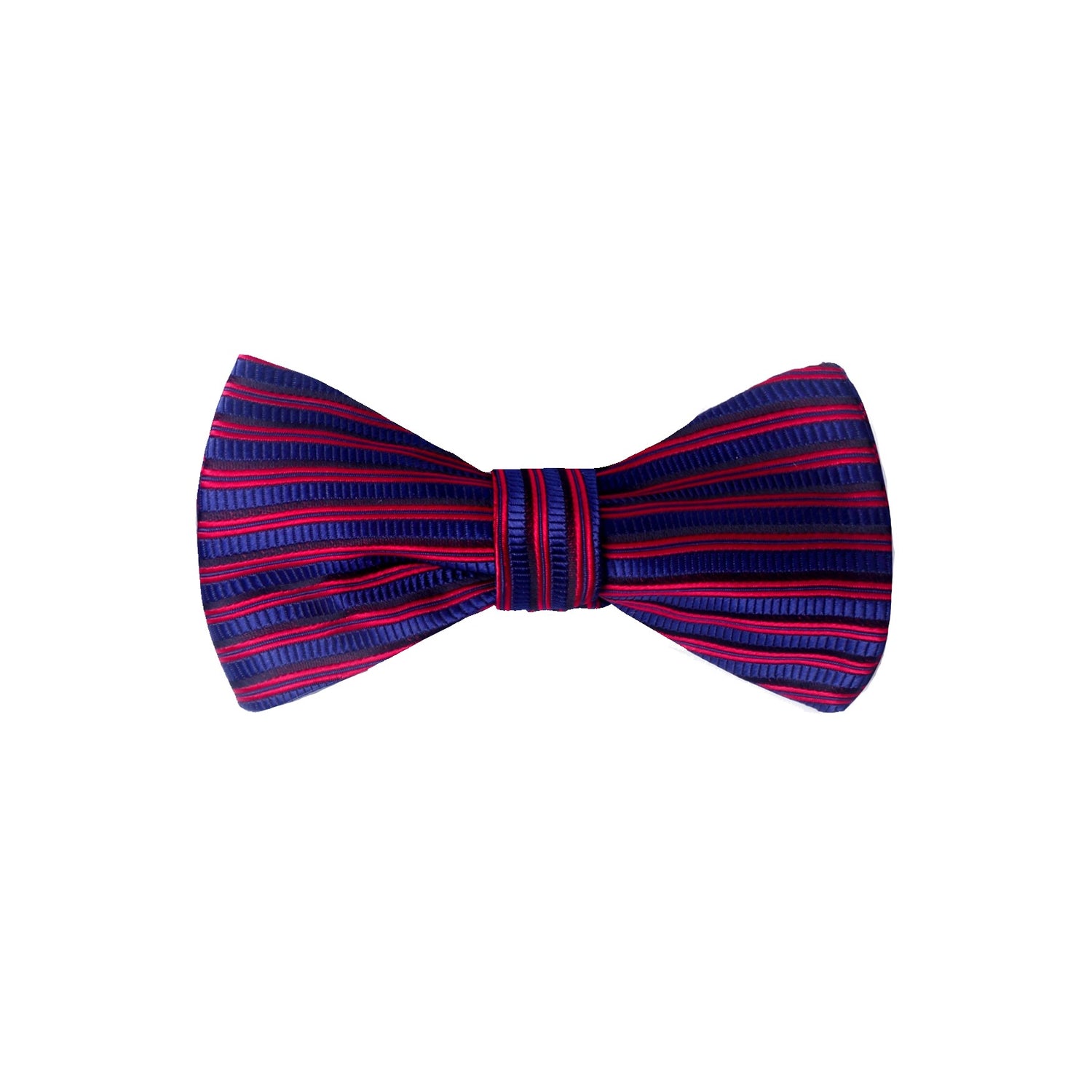 A Red, Blue Stripe Pattern Silk Self Tie Bow Tie