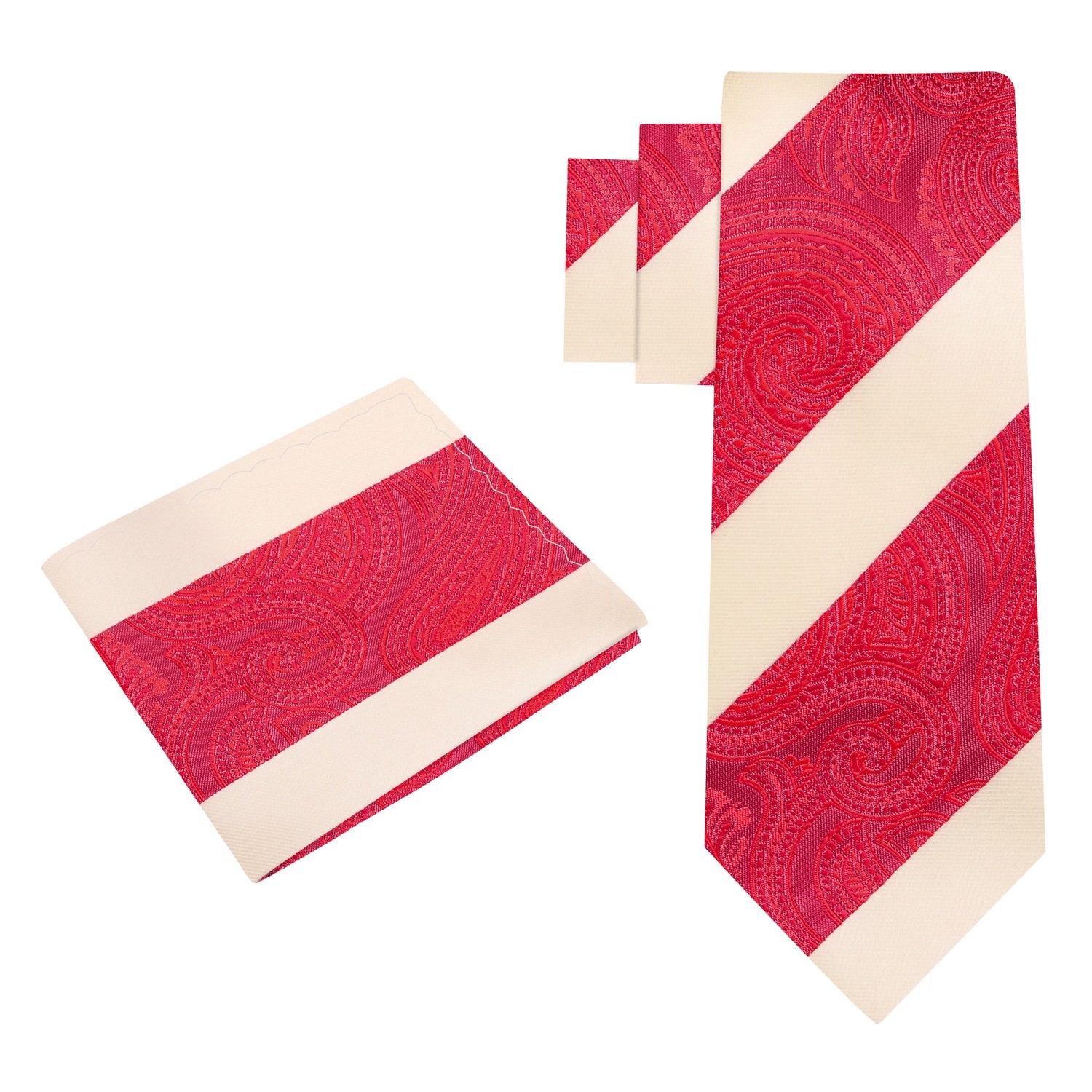 Alt View: Red Cream Paisley Tie and Square