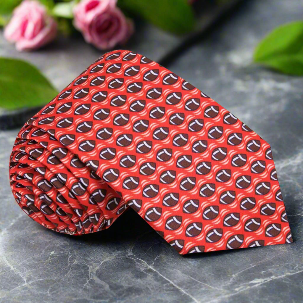 Red Brown Football Tie