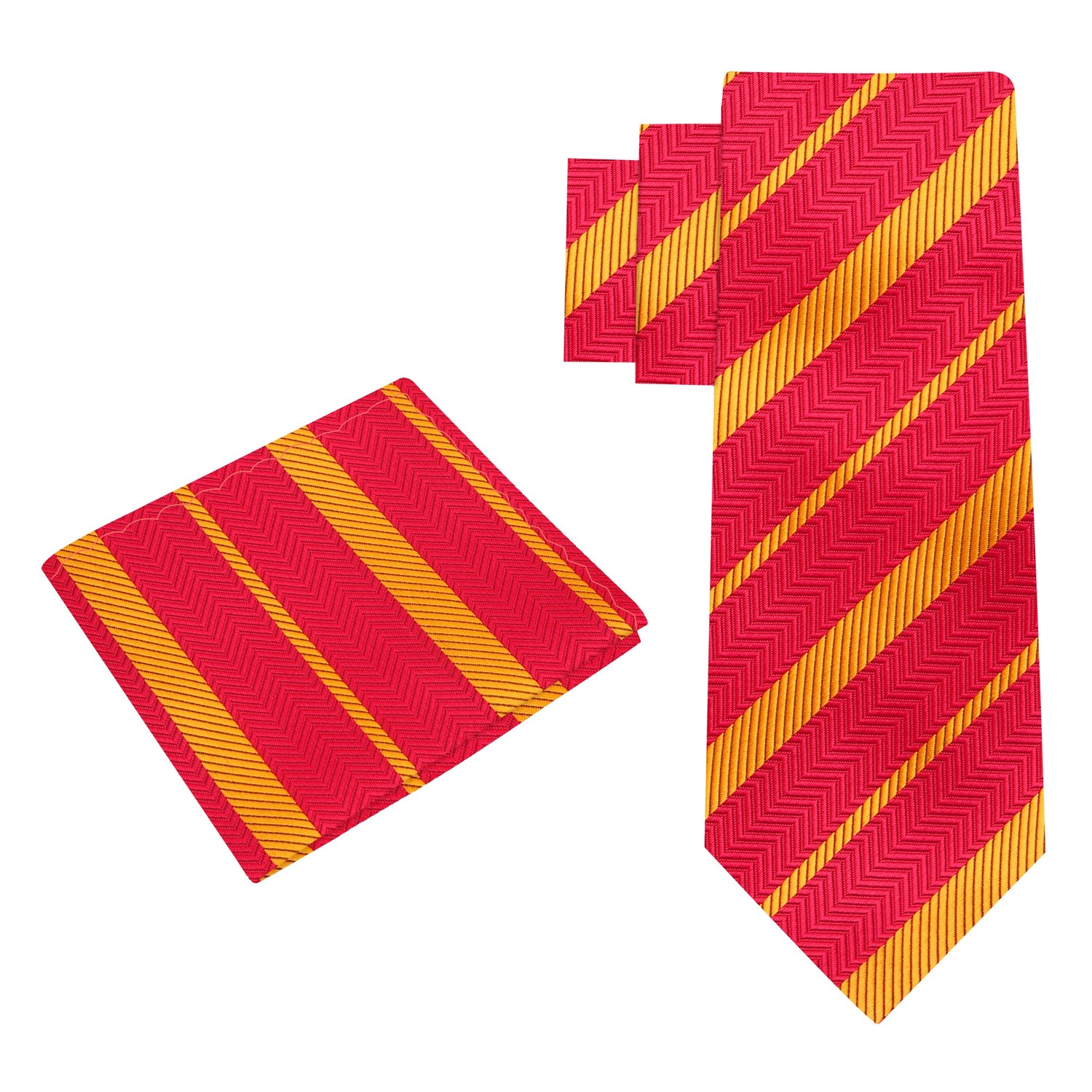 Alt View: red gold stripe tie and square