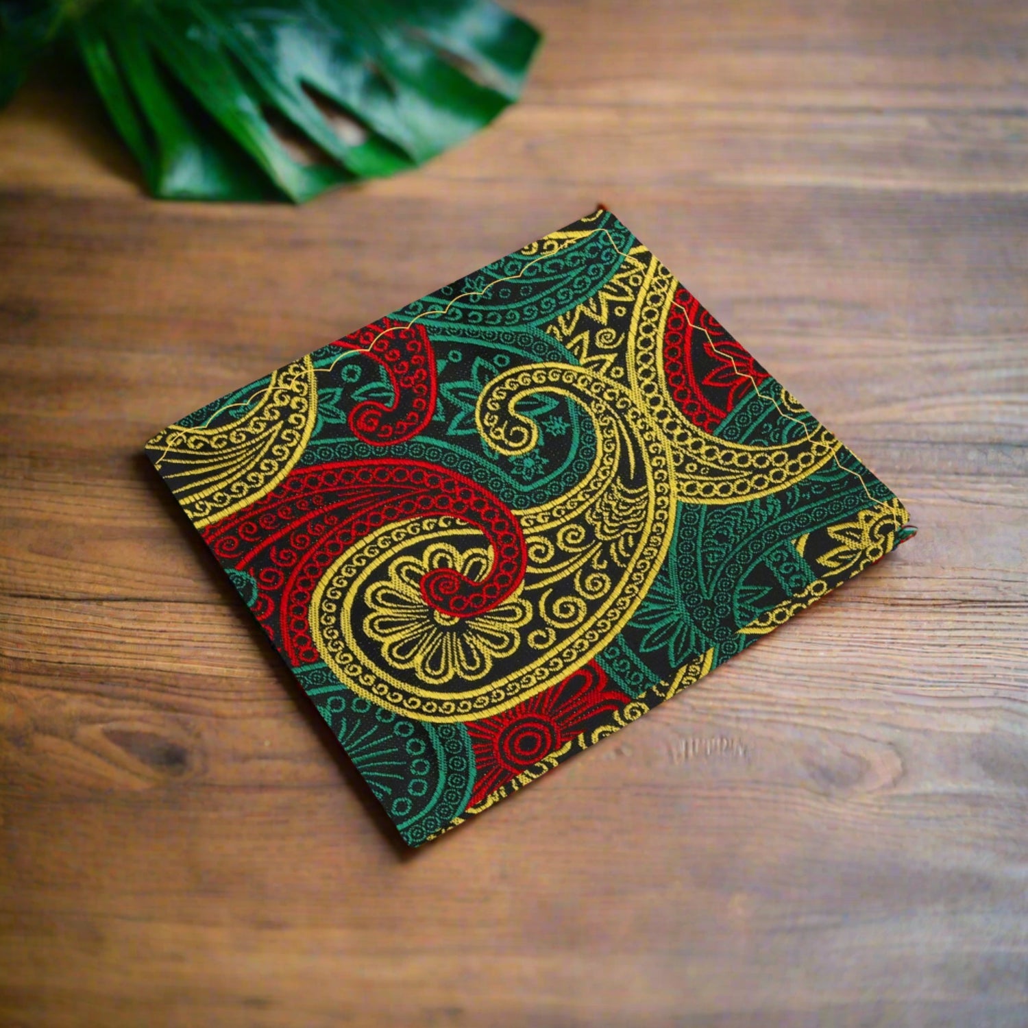 Red, Green, Yellow Gold Paisley Pocket Square