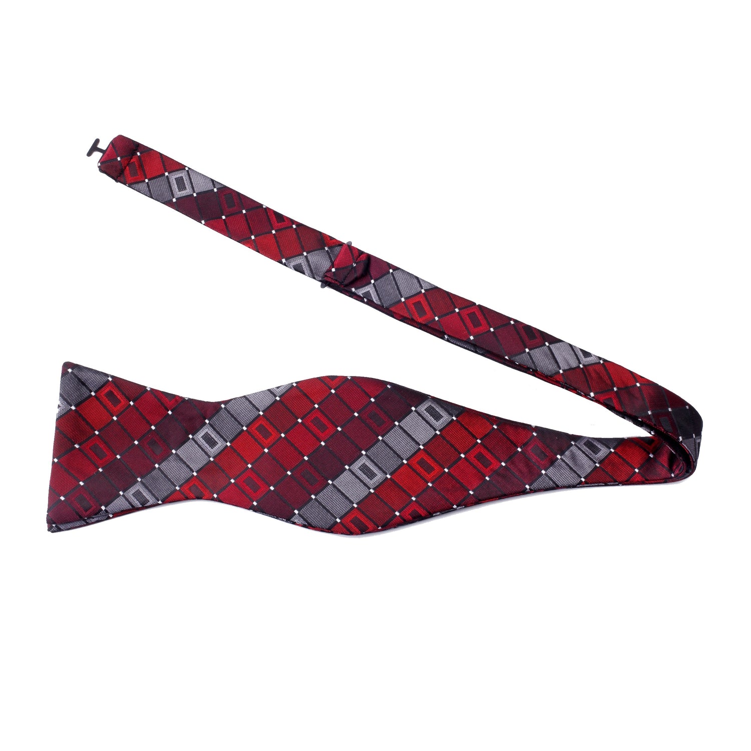 Red, Grey Geometric Bow Tie Untied