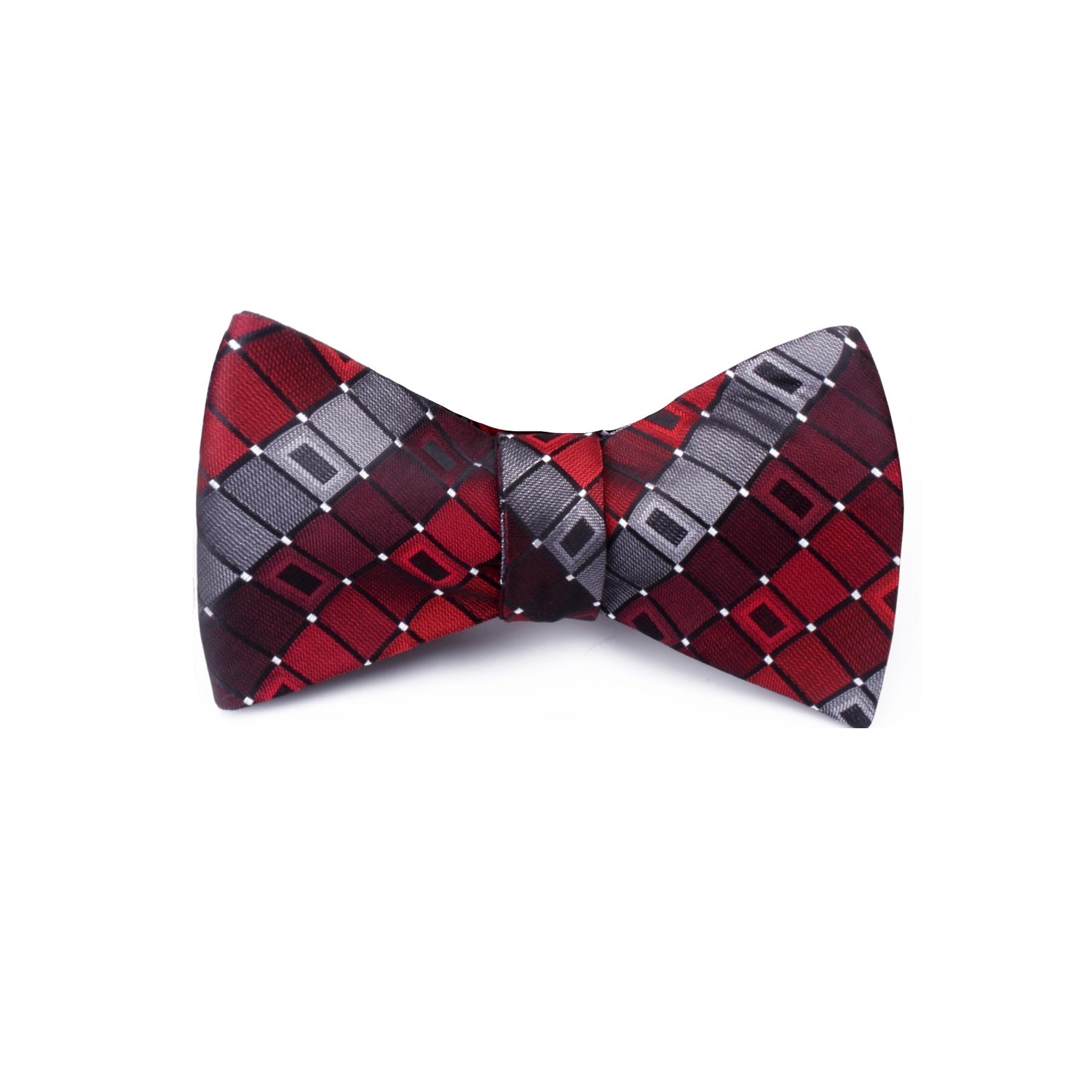 Red, Grey Geometric Bow Tie  