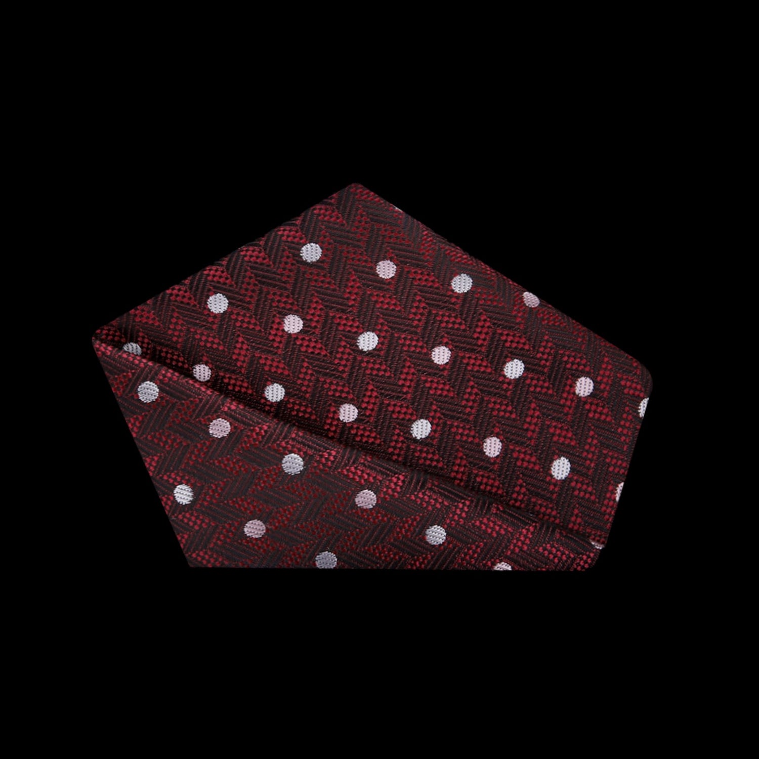 View 2 Deep Red with Light Grey Dots Pocket Square