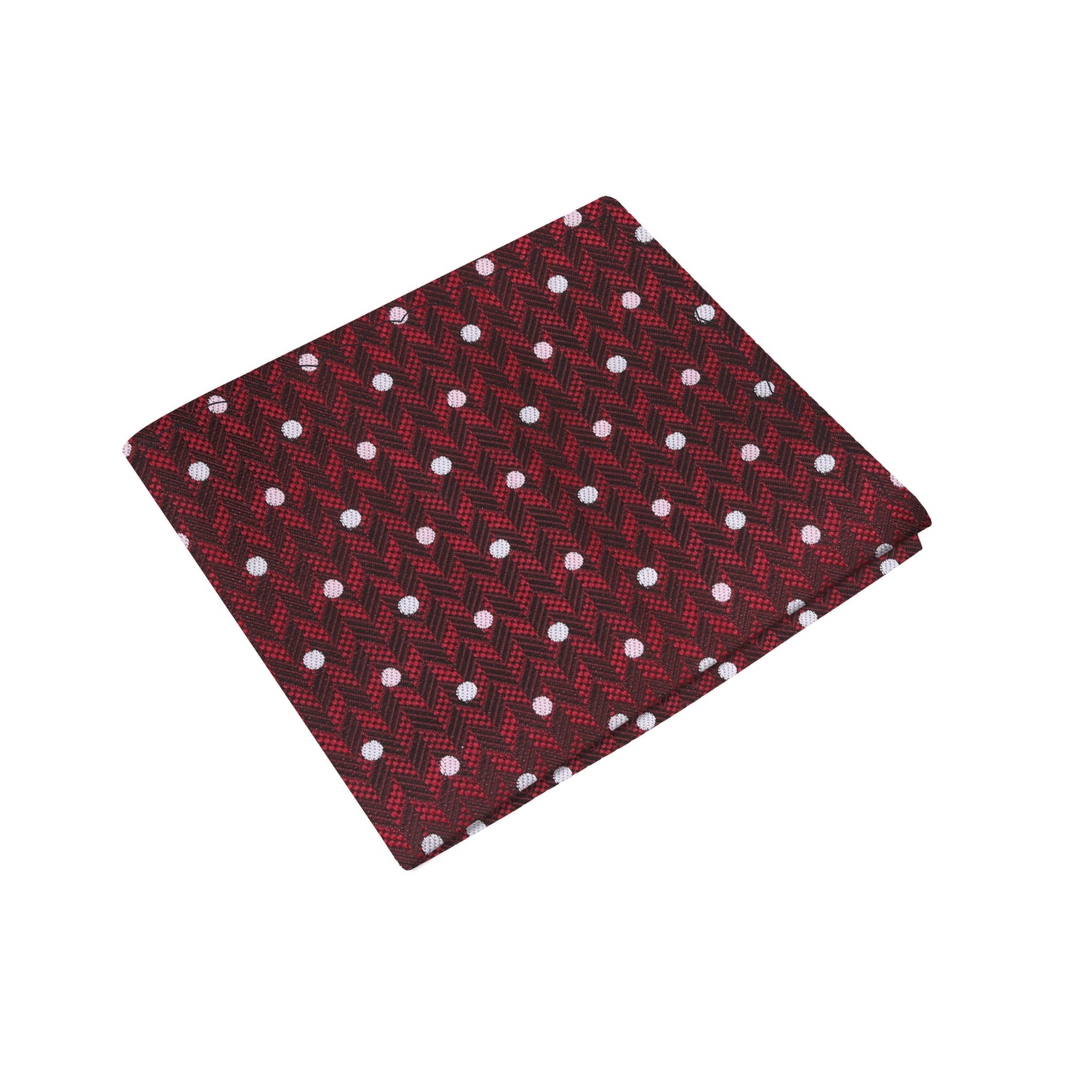 Deep Red with Light Grey Dots Pocket Square