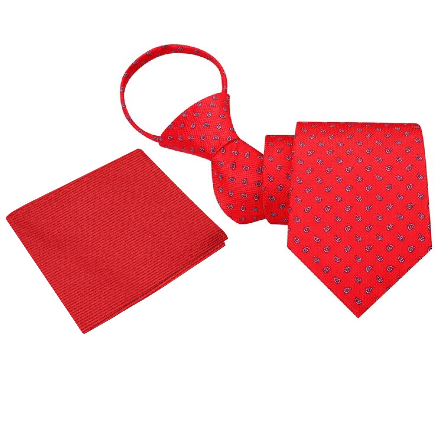 Zipper: Zipper Red, Light Blue, Black Paisley Tie and Pocket Square