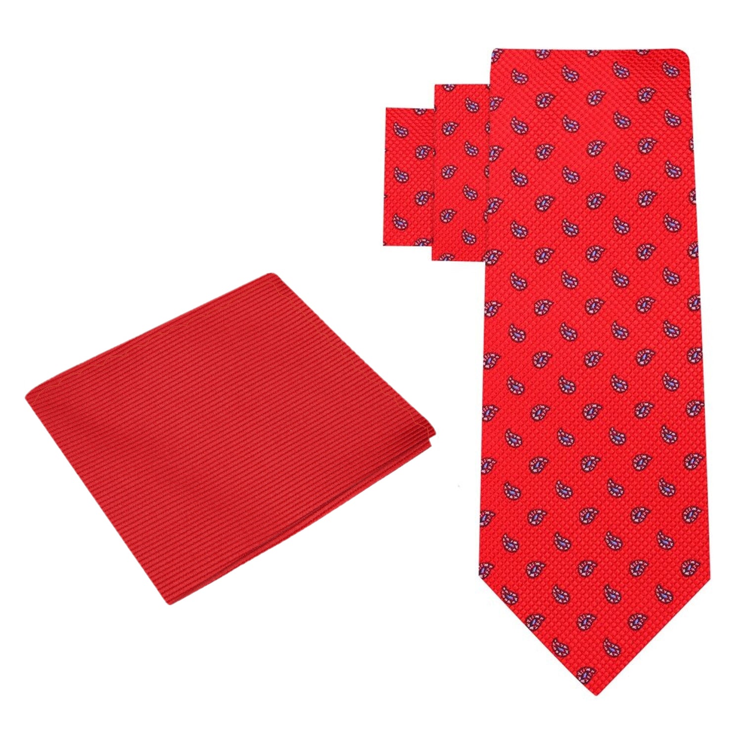Alt View: Red, Light Blue, Black Paisley Tie and Pocket Square