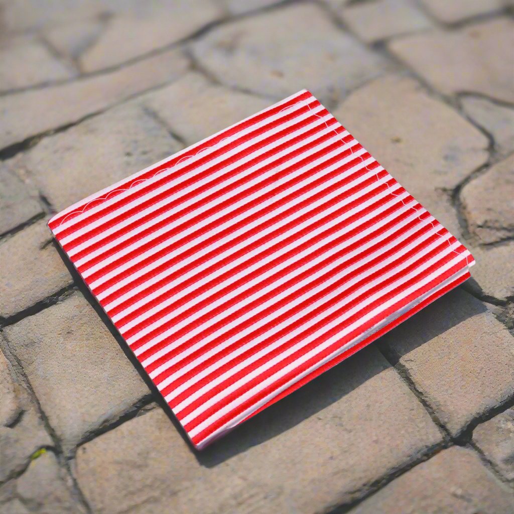 A Red Pinstripe Pattern Silk Pocket Square