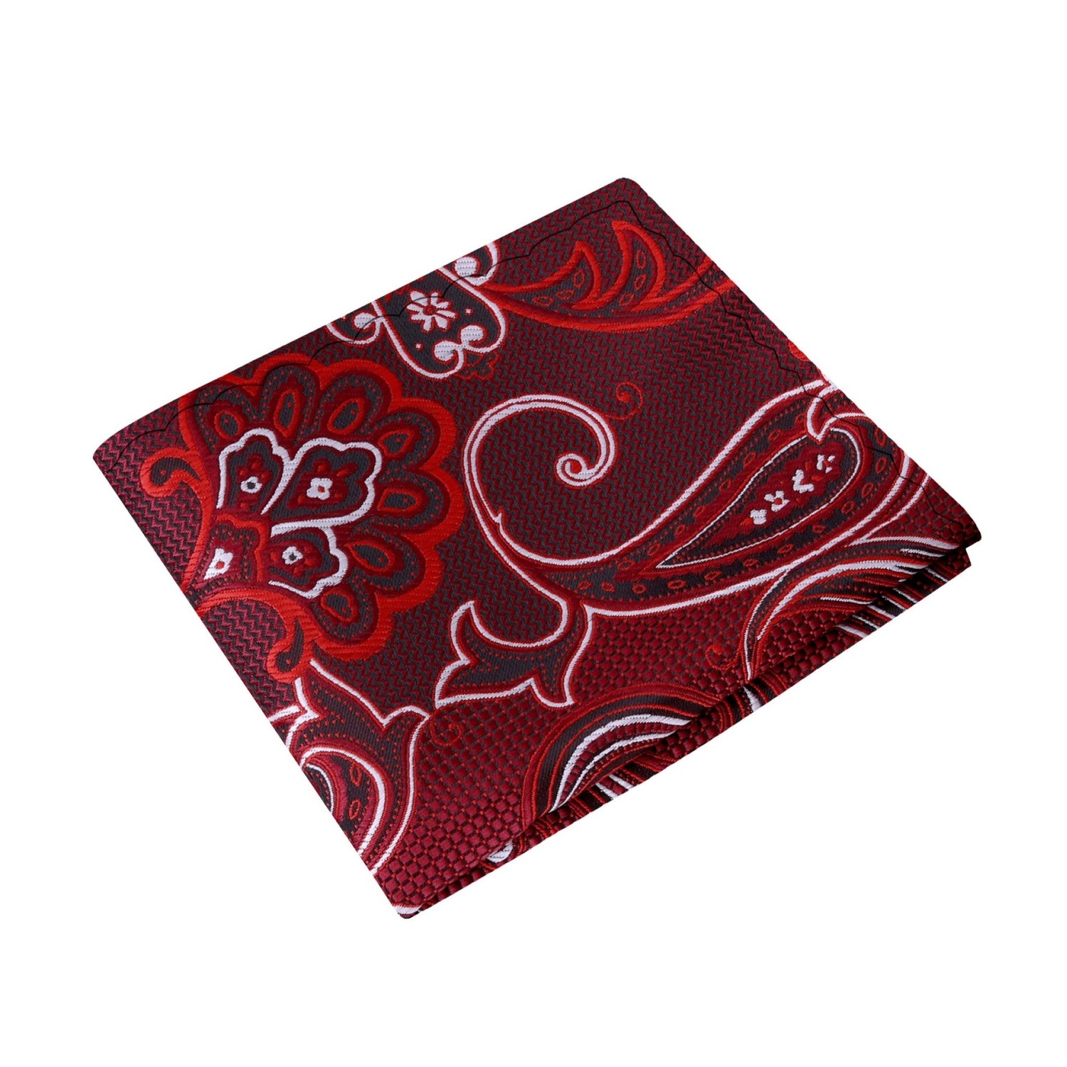 A Red Paisley Pattern Silk Pocket Square