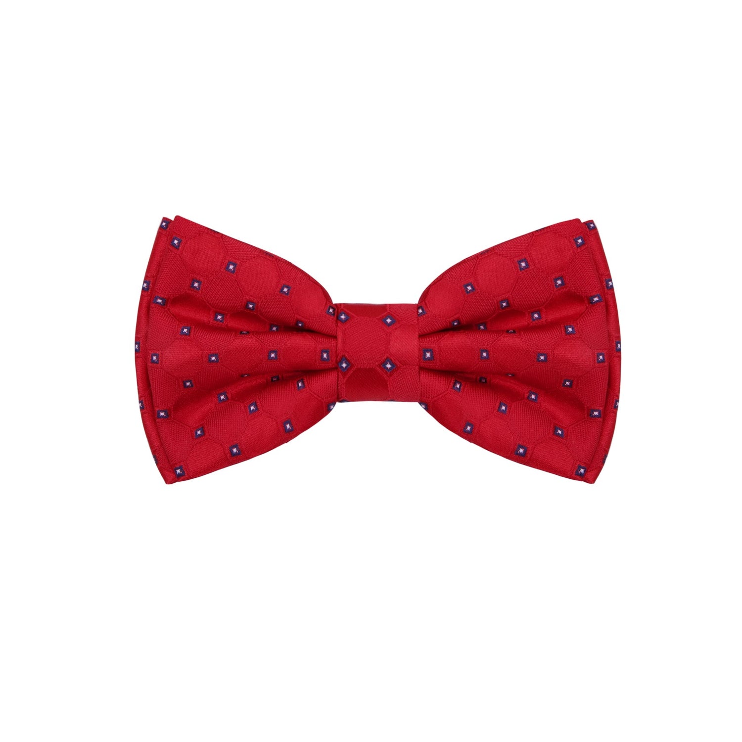 A Red, Black, White Color With Geometric and Small Check Pattern Silk Kids Pre-Tied Bow Tie 