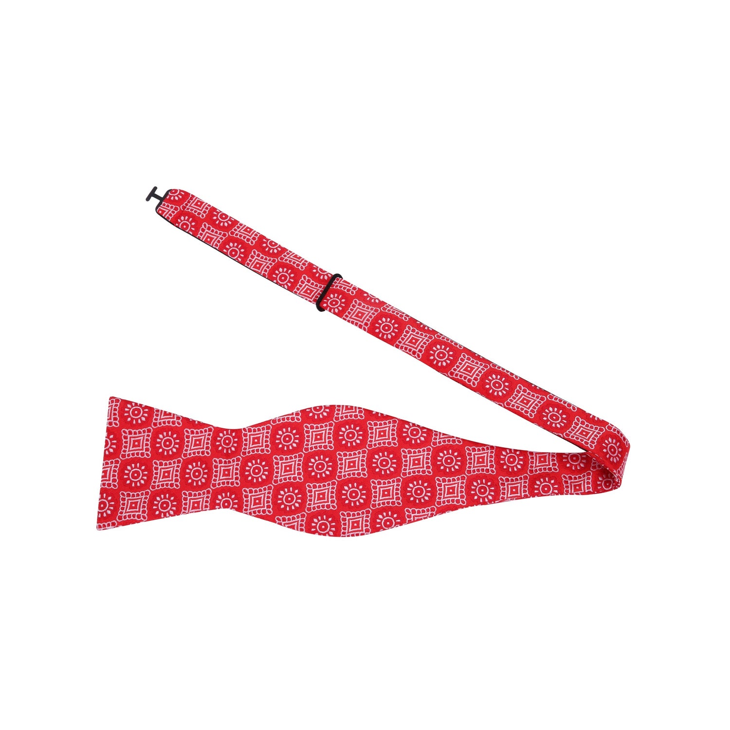 Red, White Geometric Single Bow Tie Self Tie