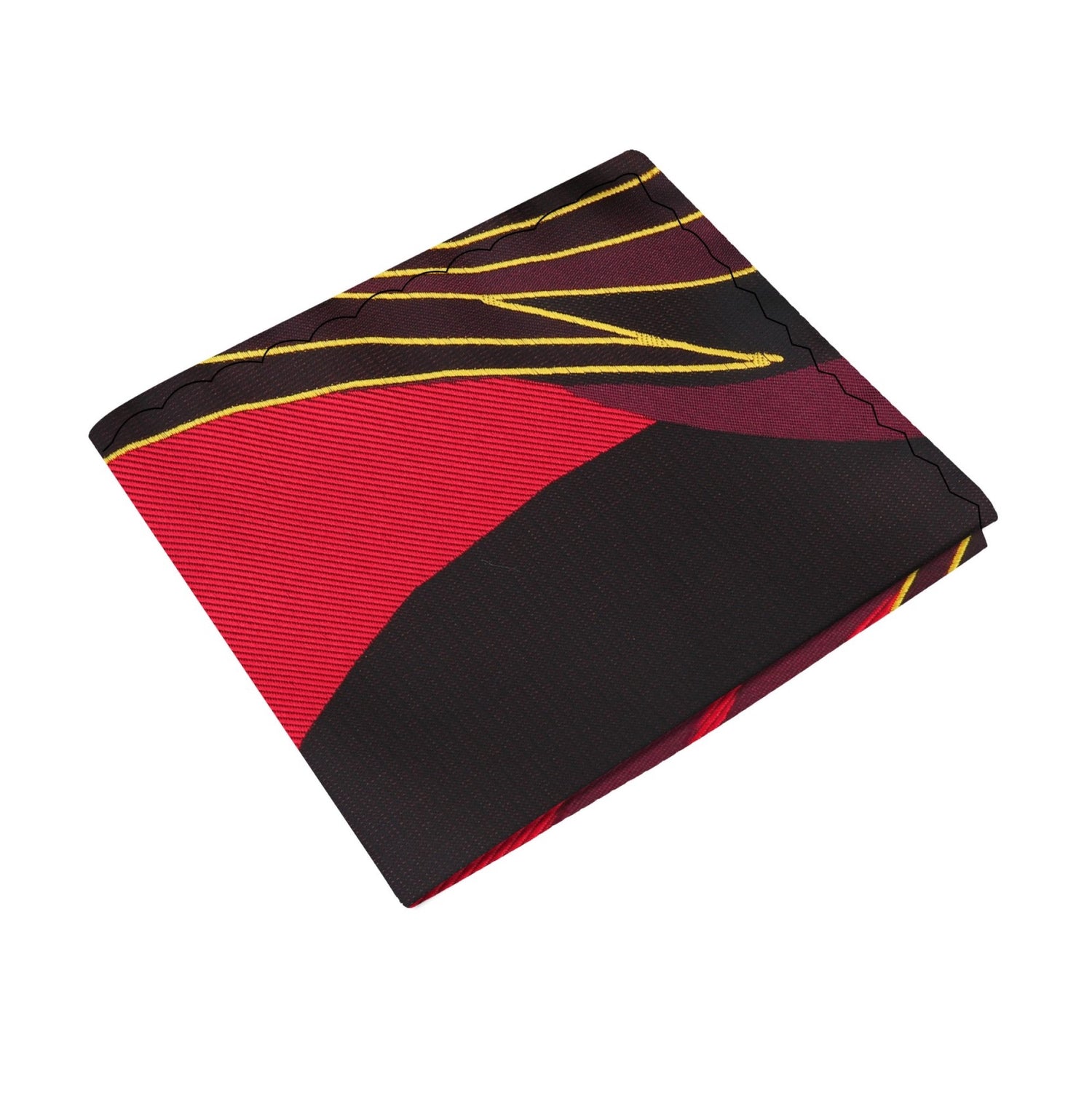 A Red, Black Abstract Lines Pattern Silk Pocket Square