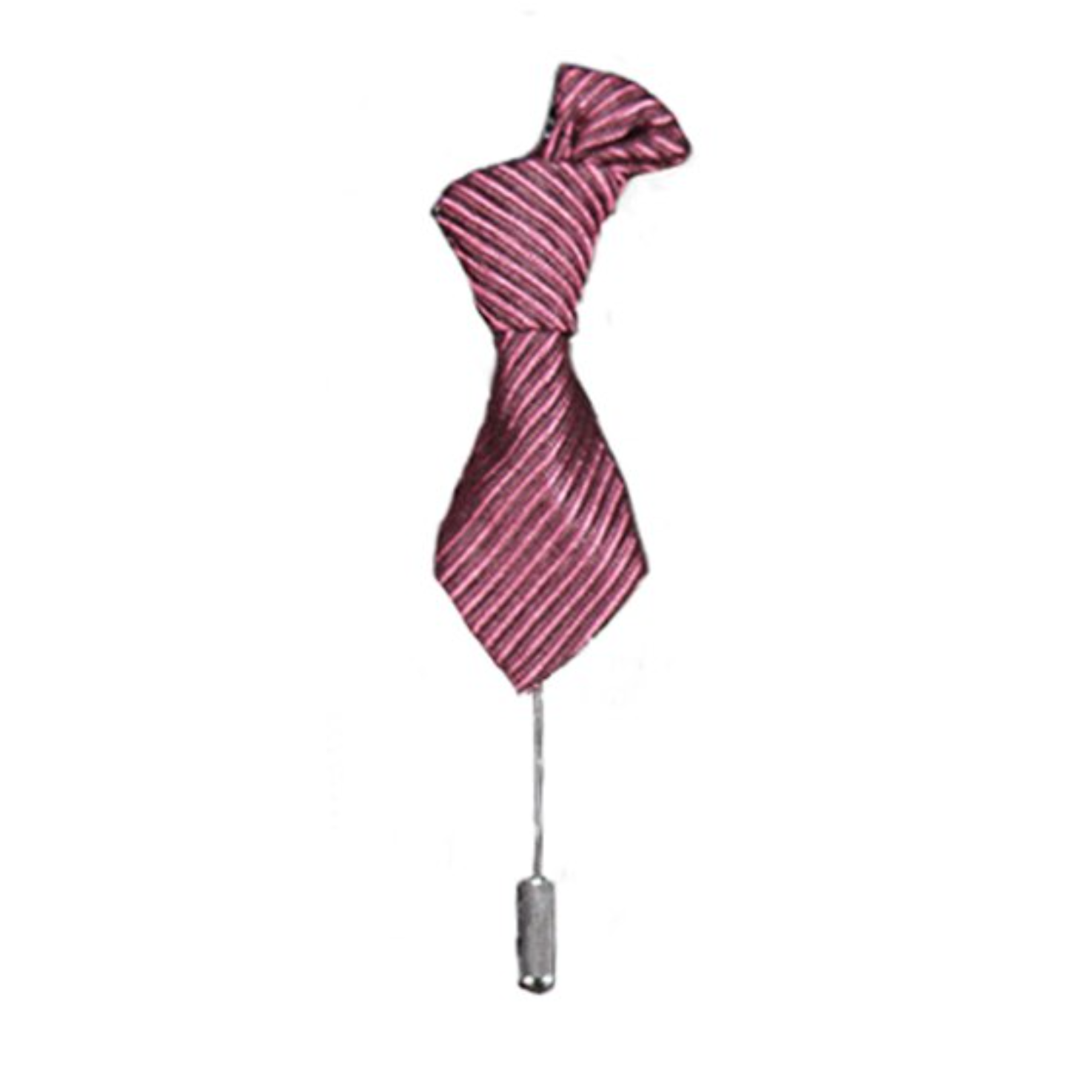 Main View: A Burgundy Stripe Necktie Shaped Lapel Pin||Merlot Stripe
