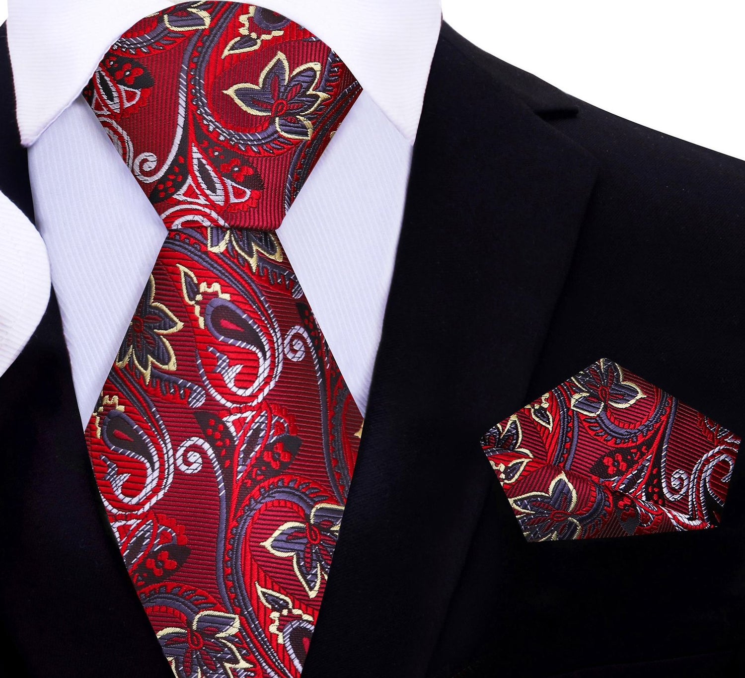 Red Paisley Tie and Pocket Square